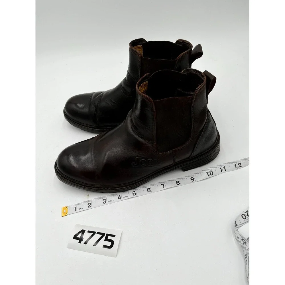 Jeep Chelsea Ankle Boots Mens US 9.5 Dark Brown Leather Casual Pull On Round Toe